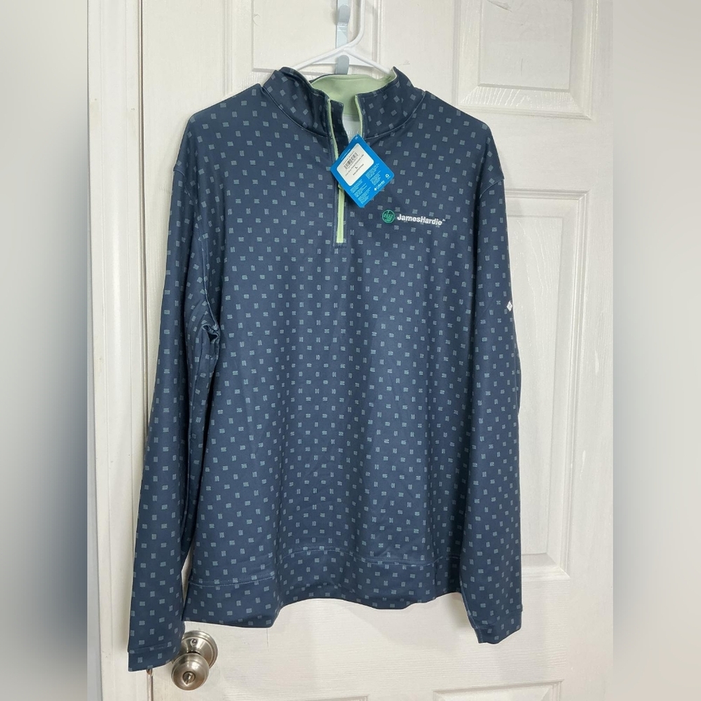 Columbia Men's Navy Quarter-Zip Pullover with Light Green Accents